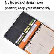 A5 Business Loose-leaf Notebook Office Stationery Leather PU Notepad(Deep Gray)