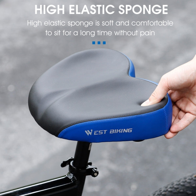 WEST BIKING Bicycle Widened And Comfortable Shock Absorbing Saddle(Black Blue) - Bicycle Saddle by WEST BIKING | Online Shopping South Africa | PMc TechLife | Buy Now Pay Later Mobicred