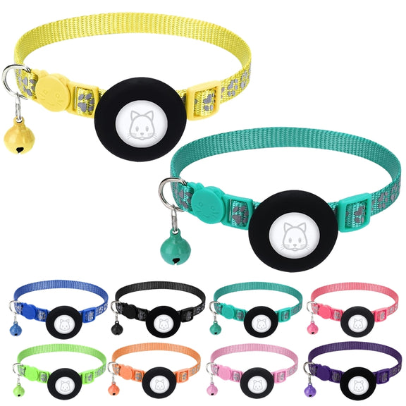 Pet Cat Reflective Collar with Bell for Airtag Tracker(Orange)