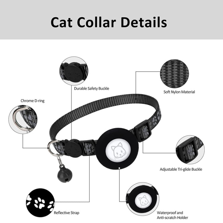 Pet Cat Reflective Collar with Bell for Airtag Tracker(Orange)
