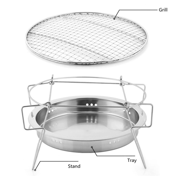 RG_011 Outdoor Round Folding Stainless Steel Barbecue Grill, Size: 30 x 19.5cm - Cookwares & Tablewares by PMC TechLife | Online Shopping South Africa | PMC TechLife