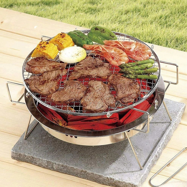 RG_011 Outdoor Round Folding Stainless Steel Barbecue Grill, Size: 30 x 19.5cm
