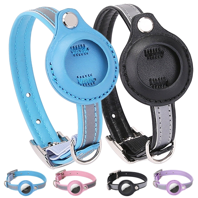 For Airtag Tracker Protective Cover Pet PU Collar, Specification: M(Pink)