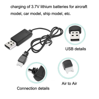 USB Charging Cable 3.7V 350mAh Air To Air Plug Without Protecting For Drone(Black) -  by PMC Jewellery | Online Shopping South Africa | PMC Jewellery | Buy Now Pay Later Mobicred