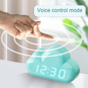 1966 Cute Cloud Shape Voice-activated LED Bedside Alarm Clock(White)