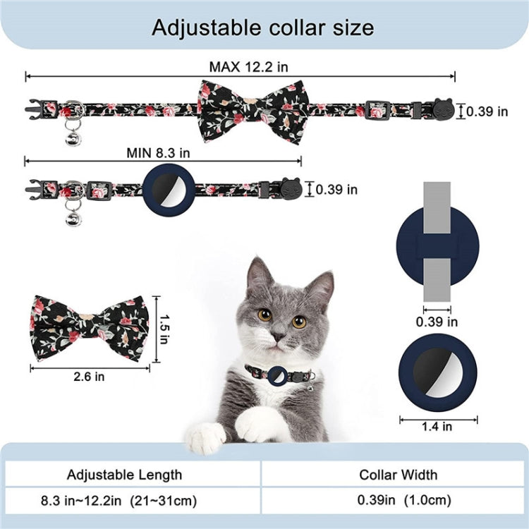 Anti-Lost Printed Bow Pet Collar with Bell for AirTag(Blue) - Pet Series by PMC TechLife | Online Shopping South Africa | PMC TechLife
