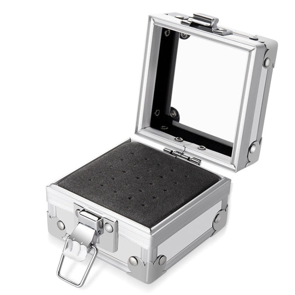 Nail Polishing Head 25 Holes Display Stand Dustproof Storage Box(Silver)