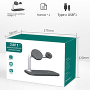 3 In 1 Magnetic Wireless Charger For iPhone12/13/14/15/16&iWatch&AirPods(Black)
