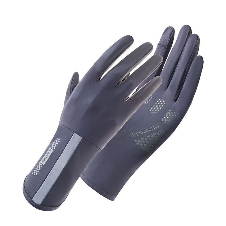 1 Pair XC-14 Riding Driving Sunscreen Anti-UV Fingerless Ice Silk Gloves, Style: Line (Dark Gray) - Safety Gloves by PMC TechLife | Online Shopping South Africa | PMC TechLife | Buy Now Pay Later Mobicred