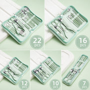 Stainless Steel Nail Clipper Nail Art Tool Set, Color: 12 PCS/Set (Green)