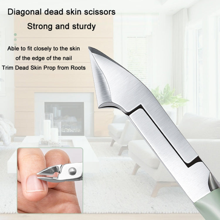 Stainless Steel Nail Clipper Nail Art Tool Set, Color: 12 PCS/Set (Green)