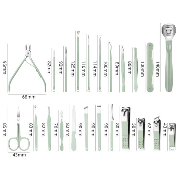 Stainless Steel Nail Clipper Nail Art Tool Set, Color: 10 PCS/Set (Green)