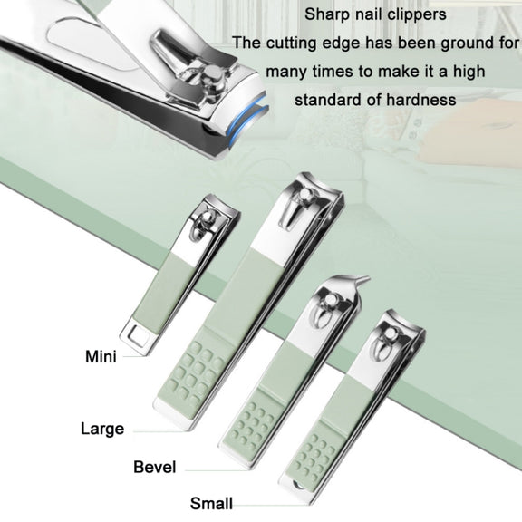 Stainless Steel Nail Clipper Nail Art Tool Set, Color: 10 PCS/Set (Green)