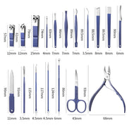 Stainless Steel Nail Clipper Nail Art Tool Set, Color: 26 PCS/Set (Blue)