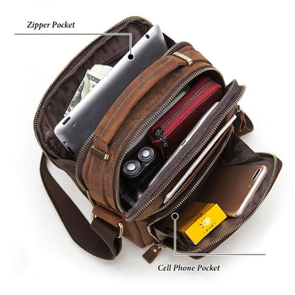 HUMERPAUL MH573 Men Shoulder Bag Leather Messengers Bag(Black) - free shipping - PMC Jewellery - Order now!