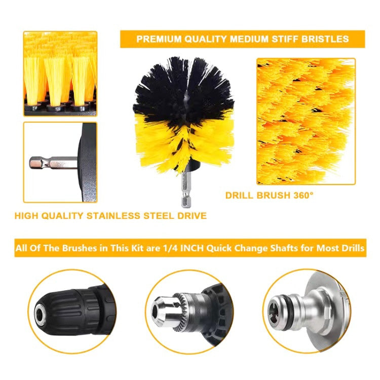 6 PCS / Set Electric Drill Head Car Tire Floor Crevice Cleaning Brush(Red) - free shipping - PMC Jewellery - Order now!
