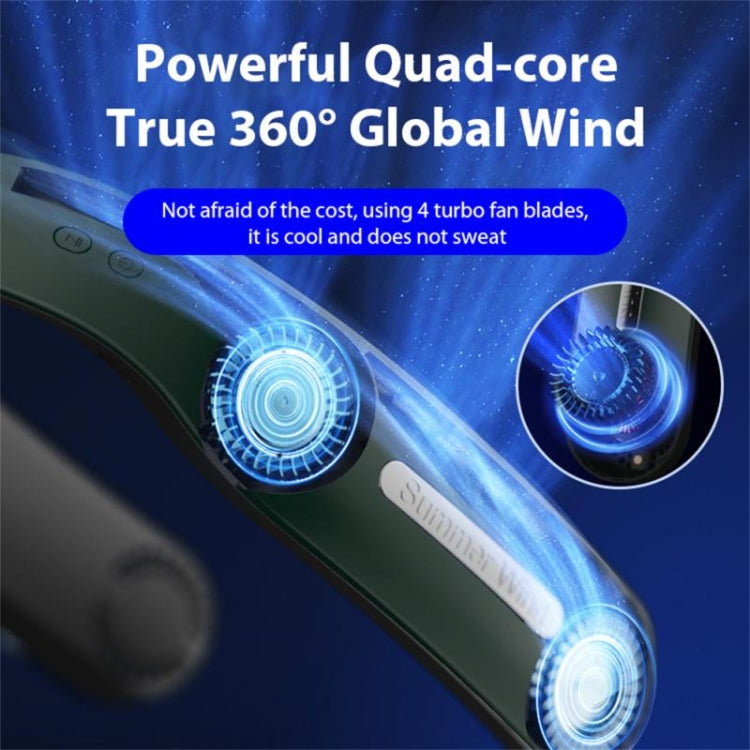 Lazy Hanging Neck Fan Bladeless Silent Sports Fan,Model: A306 Four -core 4000 mAh Green - Electric Fans by PMC TechLife | Online Shopping South Africa | PMC TechLife