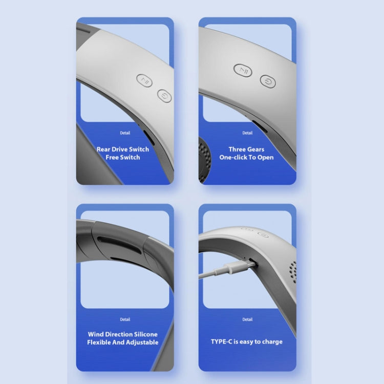 Lazy Hanging Neck Fan Bladeless Silent Sports Fan,Model: A306 Four -core 4000 mAh Green - Electric Fans by PMC TechLife | Online Shopping South Africa | PMC TechLife