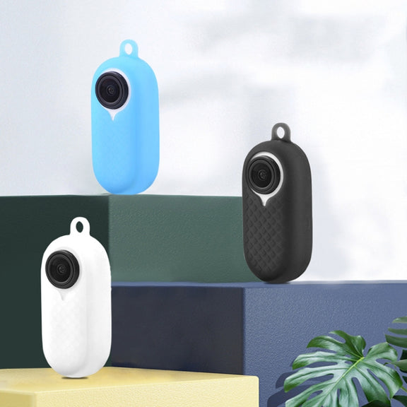 2 PCS Thumb Camera Silicone Case + Lanyard For Insta360 GO2(Blue)
