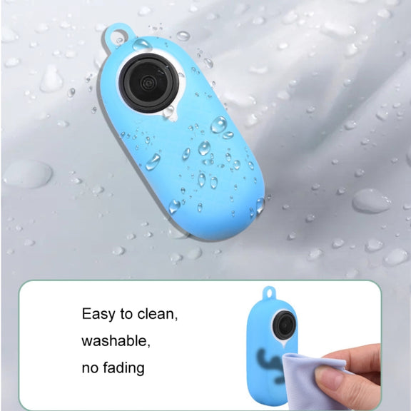 2 PCS Thumb Camera Silicone Case + Lanyard For Insta360 GO2(Blue)