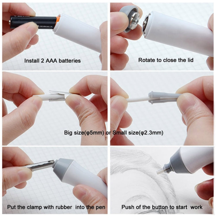 Tenwin 8302 Adjustable Electric Eraser With Rubber Refills For Sketch Drawing Erasing(White) - free shipping - PMC Jewellery - Order now!