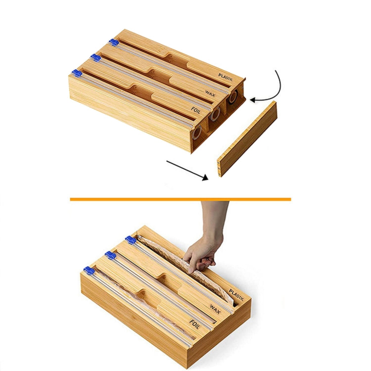 Aluminum Foil Wrap Dispenser Wood Storage Box for Kitchen Drawer,Style: Three Slots - Shelf by PMC TechLife | Online Shopping South Africa | PMC TechLife