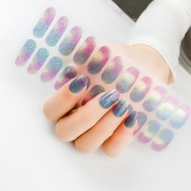 22 Fingers Shiny Onion Powder Starry Water-resistant Nail Sticker(ZX-3023)