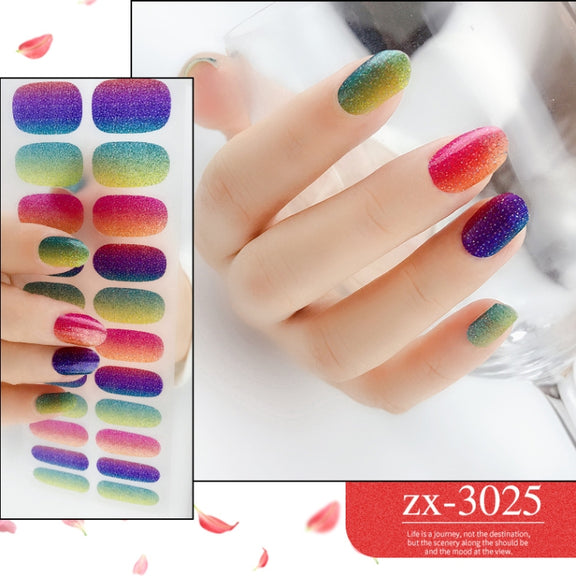 22 Fingers Shiny Onion Powder Starry Water-resistant Nail Sticker(ZX-3025)