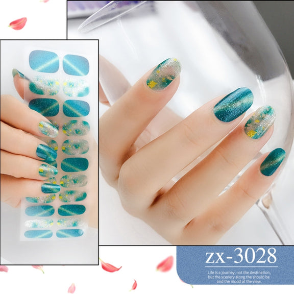 22 Fingers Shiny Onion Powder Starry Water-resistant Nail Sticker(ZX-3028)