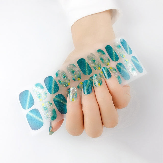 22 Fingers Shiny Onion Powder Starry Water-resistant Nail Sticker(ZX-3028)