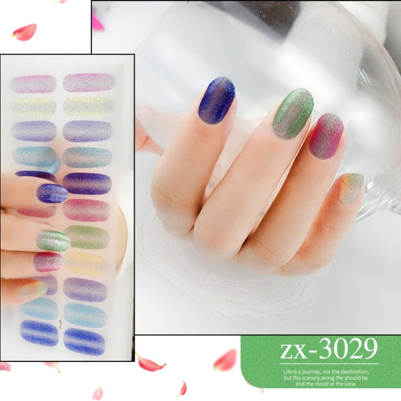 22 Fingers Shiny Onion Powder Starry Water-resistant Nail Sticker(ZX-3029)