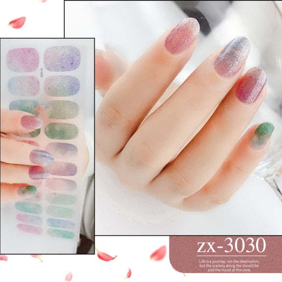 22 Fingers Shiny Onion Powder Starry Water-resistant Nail Sticker(ZX-3030)