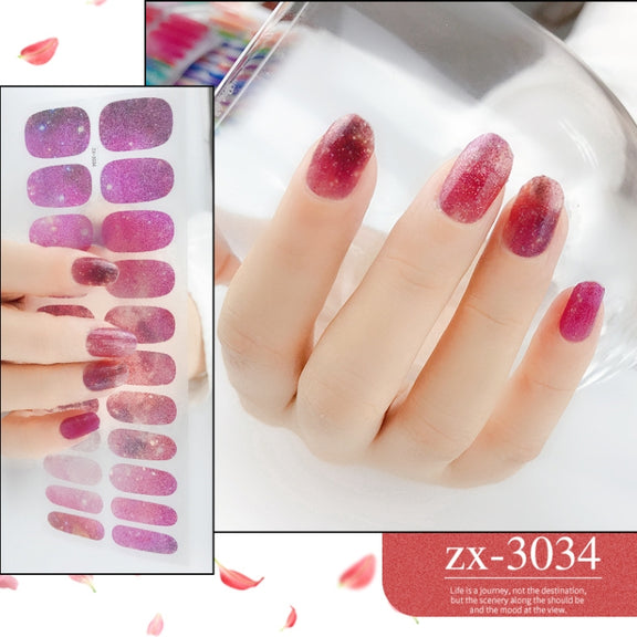 22 Fingers Shiny Onion Powder Starry Water-resistant Nail Sticker(ZX-3034)