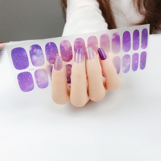 22 Fingers Shiny Onion Powder Starry Water-resistant Nail Sticker(ZX-3035)