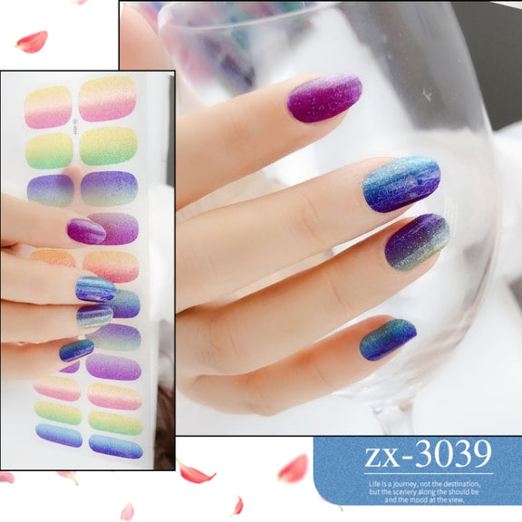 22 Fingers Shiny Onion Powder Starry Water-resistant Nail Sticker(ZX-3039)