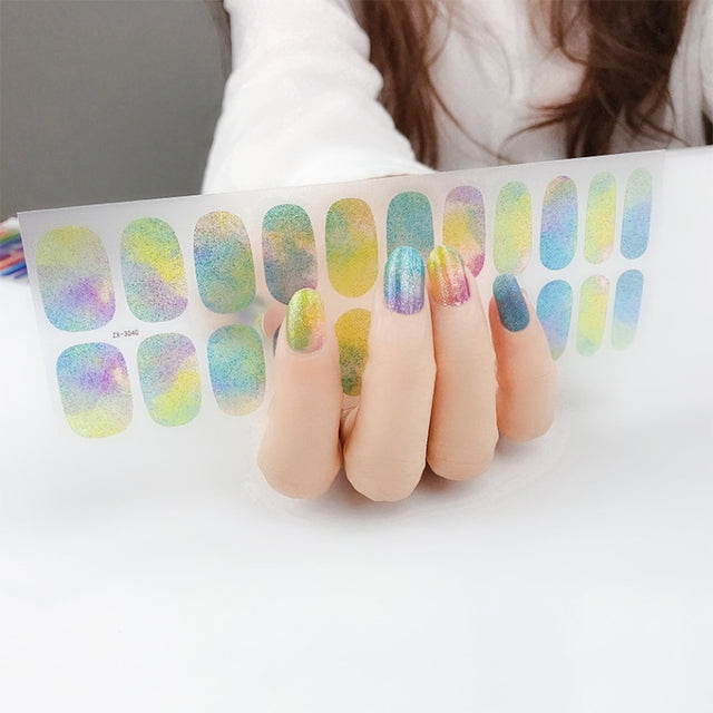 22 Fingers Shiny Onion Powder Starry Water-resistant Nail Sticker(ZX-3040)