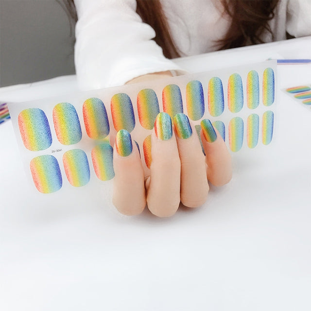 22 Fingers Shiny Onion Powder Starry Water-resistant Nail Sticker(ZX-3041)