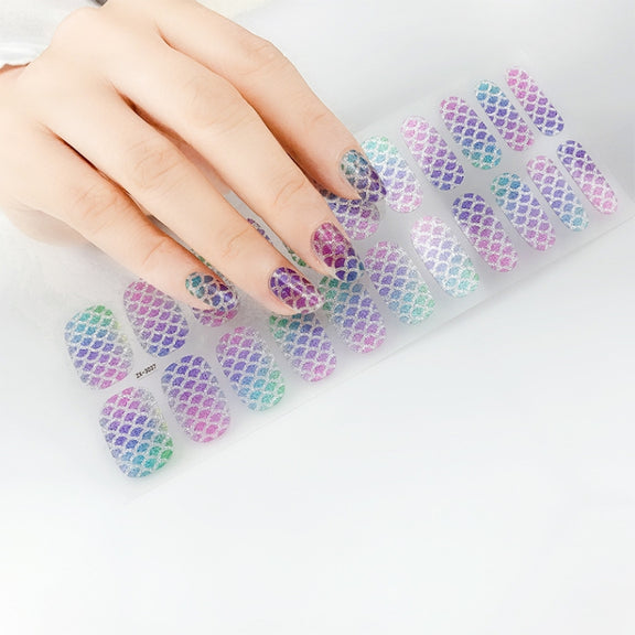 22 Fingers Shiny Onion Powder Starry Water-resistant Nail Sticker(ZX-3034)