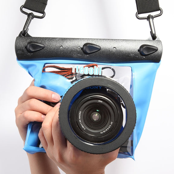 Tteoobl  20m Underwater Diving Camera Housing Case Pouch  Camera Water-resistant Dry Bag, Size: M(Blue)