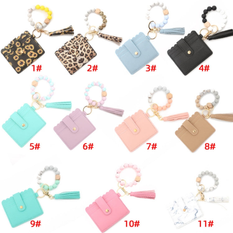 PU Tassel Silicone Bead Bracelet Wallet With Keychain, Color: Marble - free shipping - PMC TechLife - Order now!
