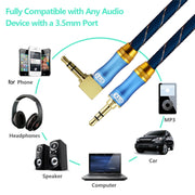 EMK 90-Degree Car 3.5mm Audio Cable Extension Cable, Cable Length: 1.5M(Blue)