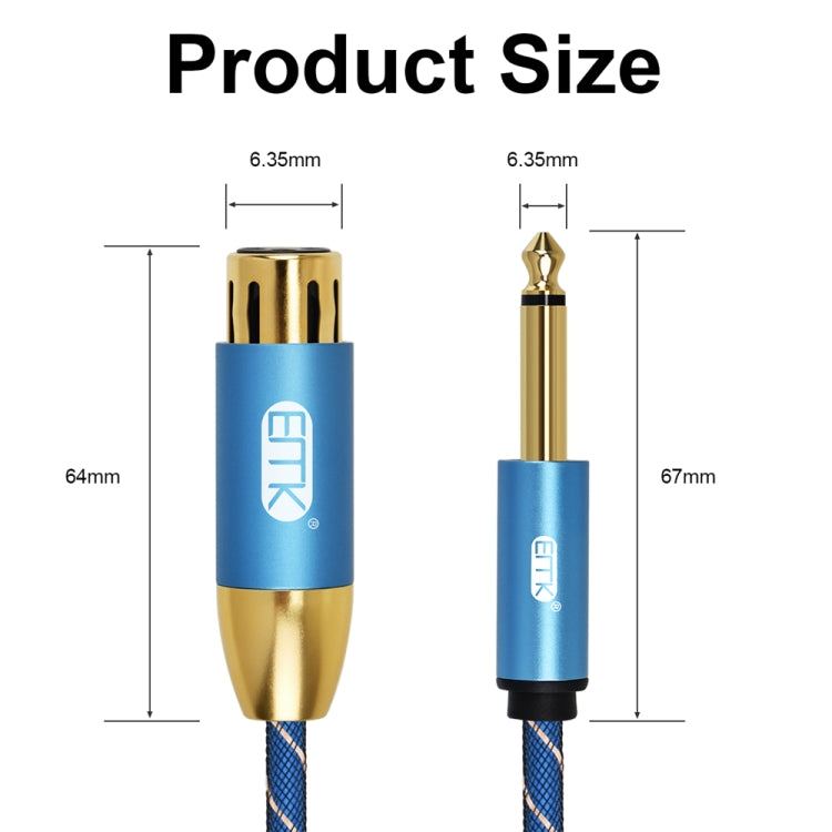 EMK KN603 2Pin 6.5mm Canon Line Balanced Audio Microphone Line,Cable Length: 0.5m(Blue) - free shipping - PMC Jewellery - Order now!