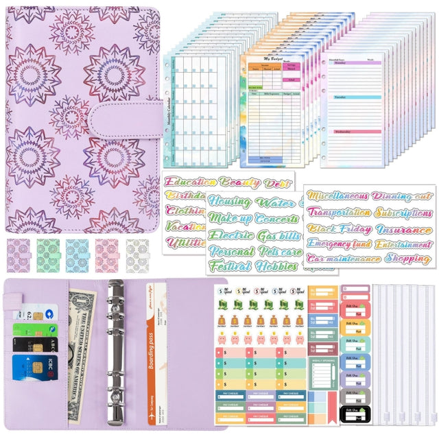 A6 Cash Budget Book Schedule Weekly Plan Monthly Plan Loose-leaf Notepad(Purple)