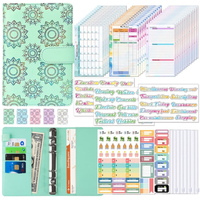 A6 Cash Budget Book Schedule Weekly Plan Monthly Plan Loose-leaf Notepad(Green)
