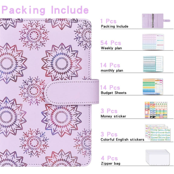 A6 Cash Budget Book Schedule Weekly Plan Monthly Plan Loose-leaf Notepad(Purple)