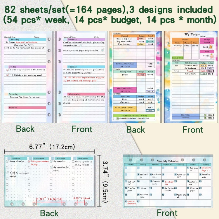 A6 Cash Budget Book Schedule Weekly Plan Monthly Plan Loose-leaf Notepad(Pink)