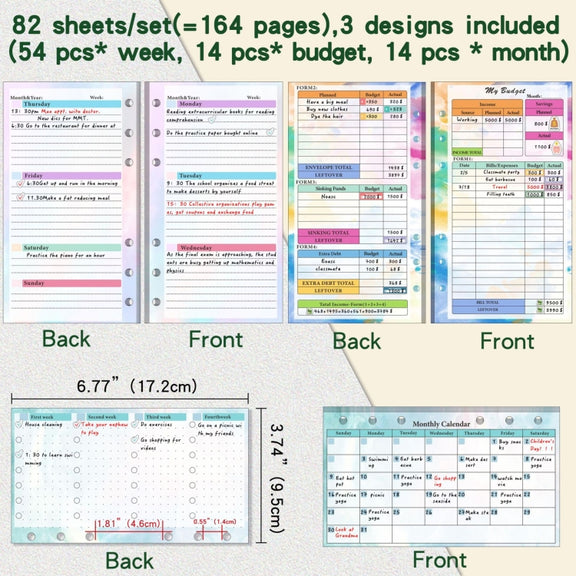A6 Cash Budget Book Schedule Weekly Plan Monthly Plan Loose-leaf Notepad(Green)