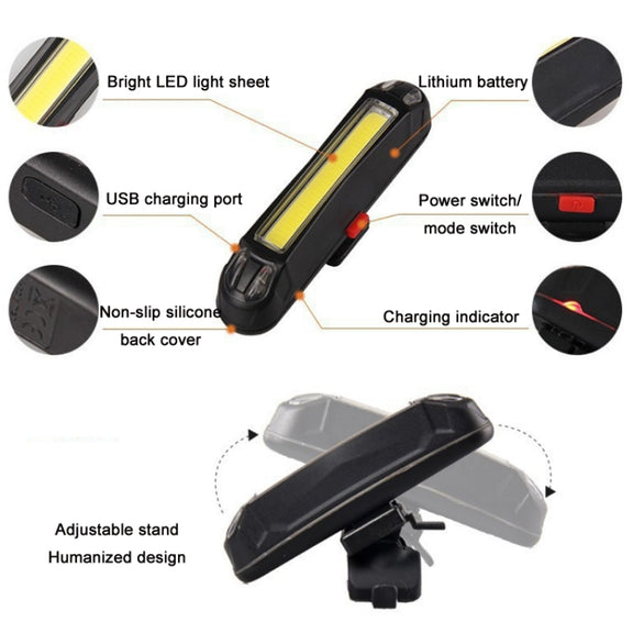 LED Rechargeable Bicycle Warning Strip Tail Light(OPP White Light)
