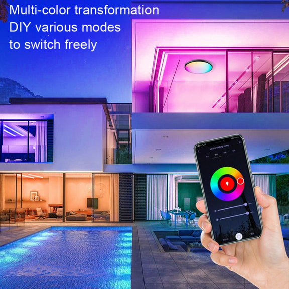 RGBCW Smart Graffiti App Voice Ceiling Light, Voltage: EU Standard 220V-240V(Black Frame)