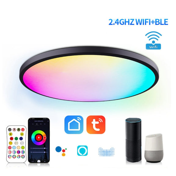 RGBCW Smart Graffiti App Voice Ceiling Light, Voltage: US Standard 110V-130V(White Frame)